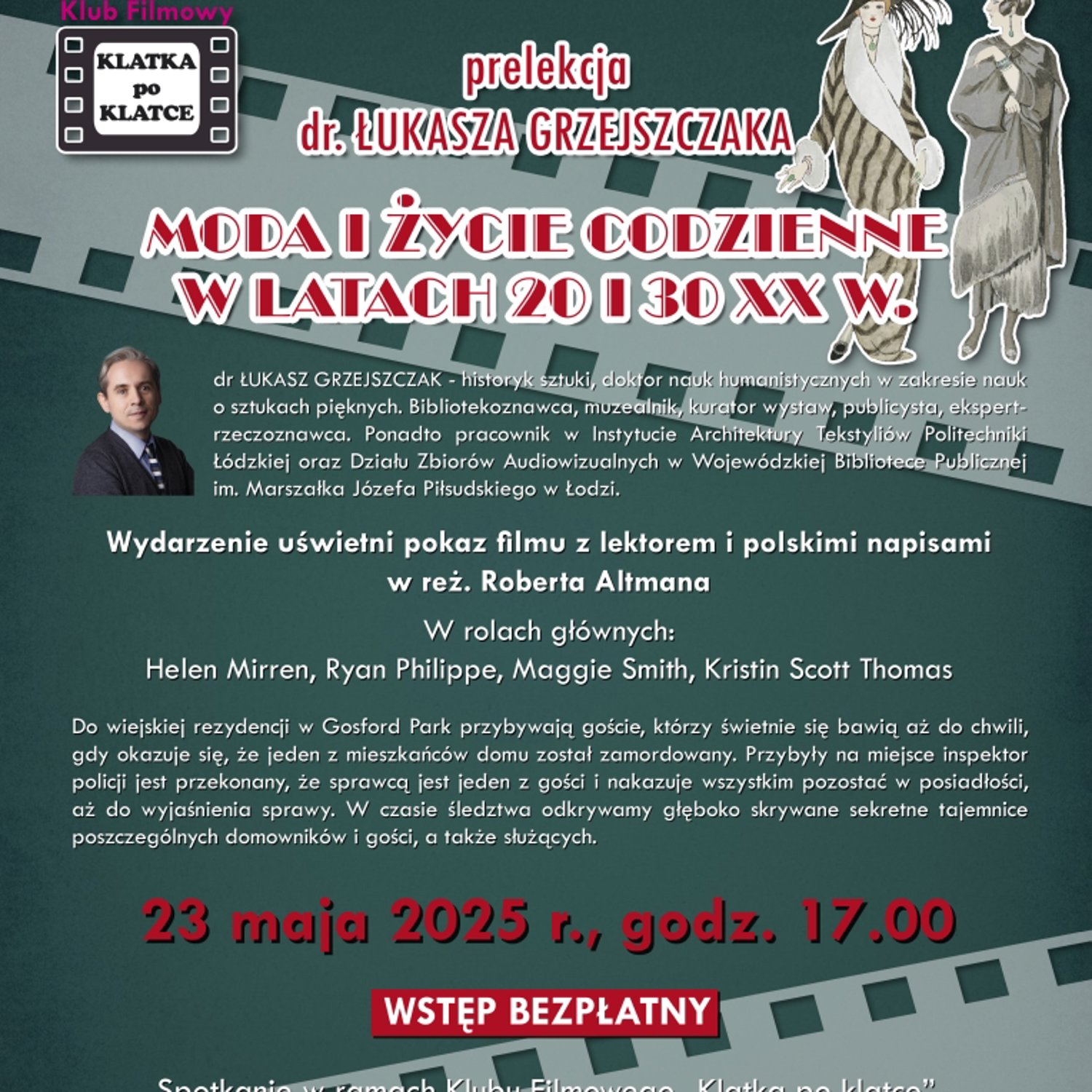 Biblioteczny Klub Filmowy "Klatka po klatce" zaprasza na spotkanie w WBP w Łodzi!